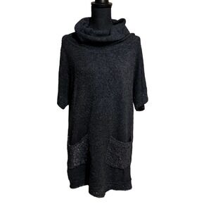 Picadilly Long Line Fuzzy Cowl Neck Tunic Sweater Top Women's M Medium